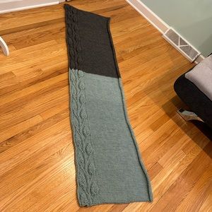 Designer Scarf Leaves Wool Green Gray